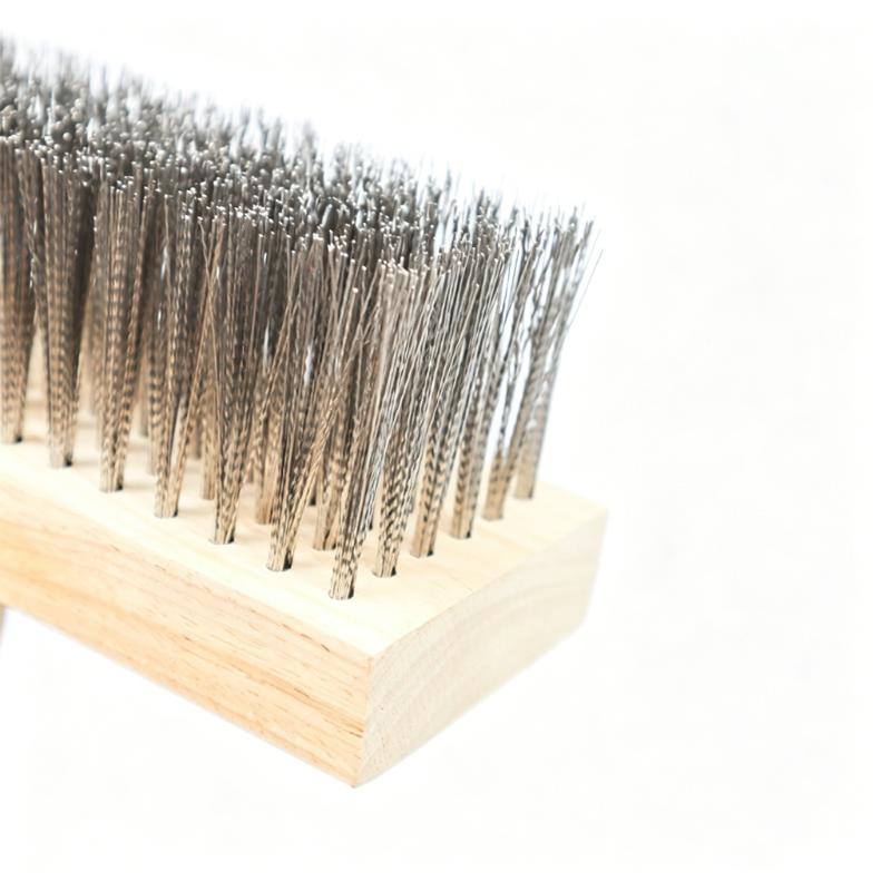CLEAN WORLD Stainless Steel Wire Deck Moss Brush, Heavy Duty Scrubber with Wooden Handle, for Pool Tiles, Patio, Concrete, Algae & Moss Removal, Customizable