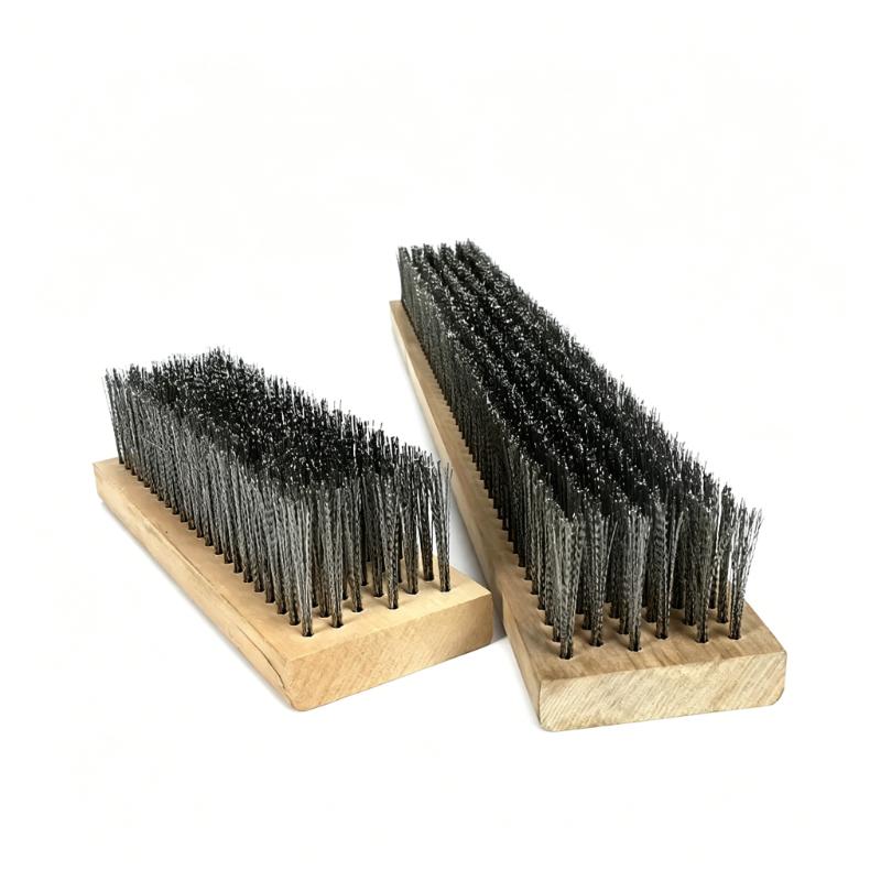 CLEAN WORLD Stainless Steel Wire Deck Moss Brush, Heavy Duty Scrubber with Wooden Handle, for Pool Tiles, Patio, Concrete, Algae & Moss Removal, Customizable
