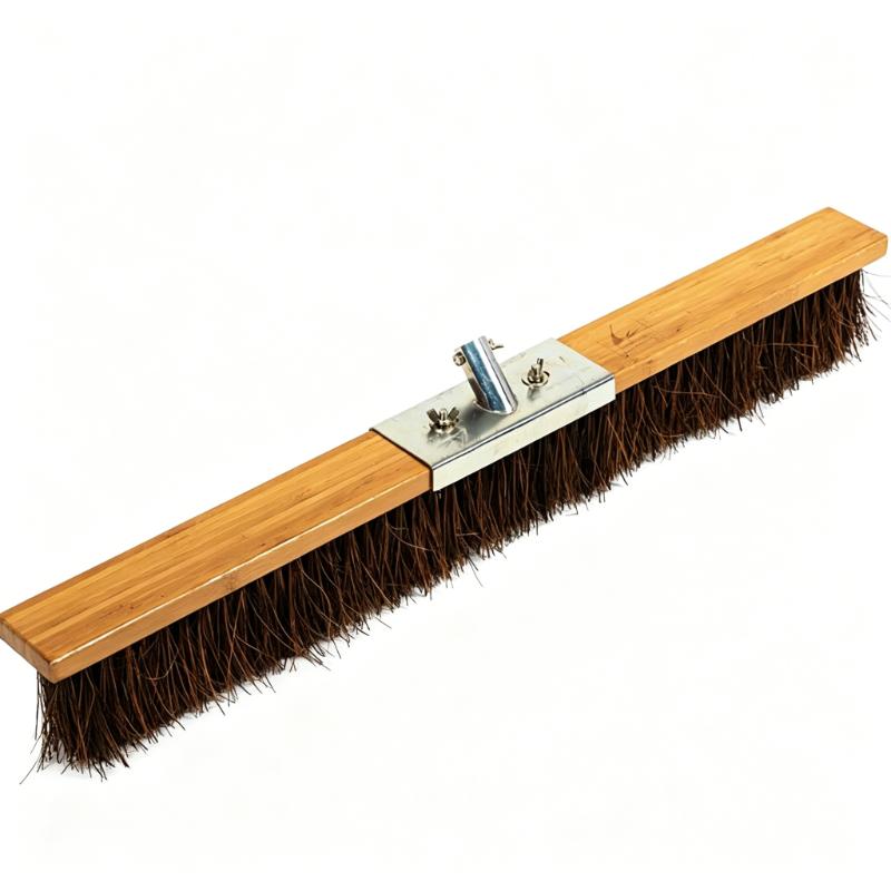 CLEAN WORLD Heavy Duty Deck Brush with Natural Sisal Bristles, Bamboo Handle Outdoor Floor Scrub Broom for Patio, Concrete, and Garden Cleaning
