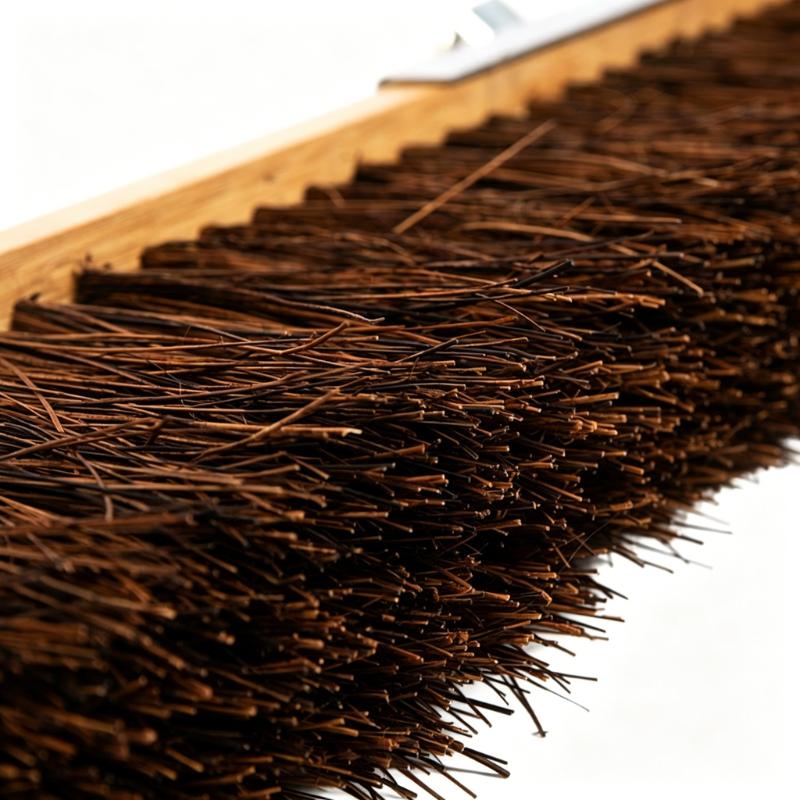 CLEAN WORLD Heavy Duty Deck Brush with Natural Sisal Bristles, Bamboo Handle Outdoor Floor Scrub Broom for Patio, Concrete, and Garden Cleaning