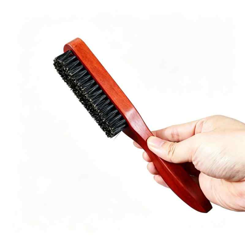 CLEAN WORLD Wholesale Men's Wooden Boar Bristle Brush, Oil Head & Beard Styling Comb for Barbershop & Daily Use