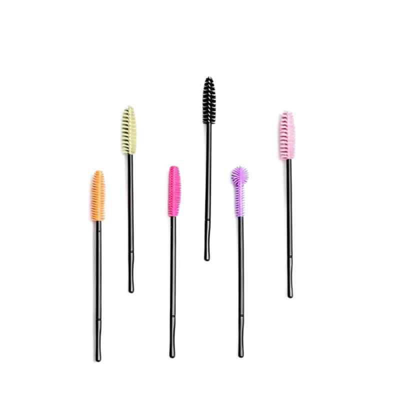 CLEAN WORLD Reusable Silicone Disposable Mascara Wands, Flexible Eyelash Extension Brushes, Multi‑Color Soft Silicon Lash Spoolies for Salon & Personal Eye Makeup Use