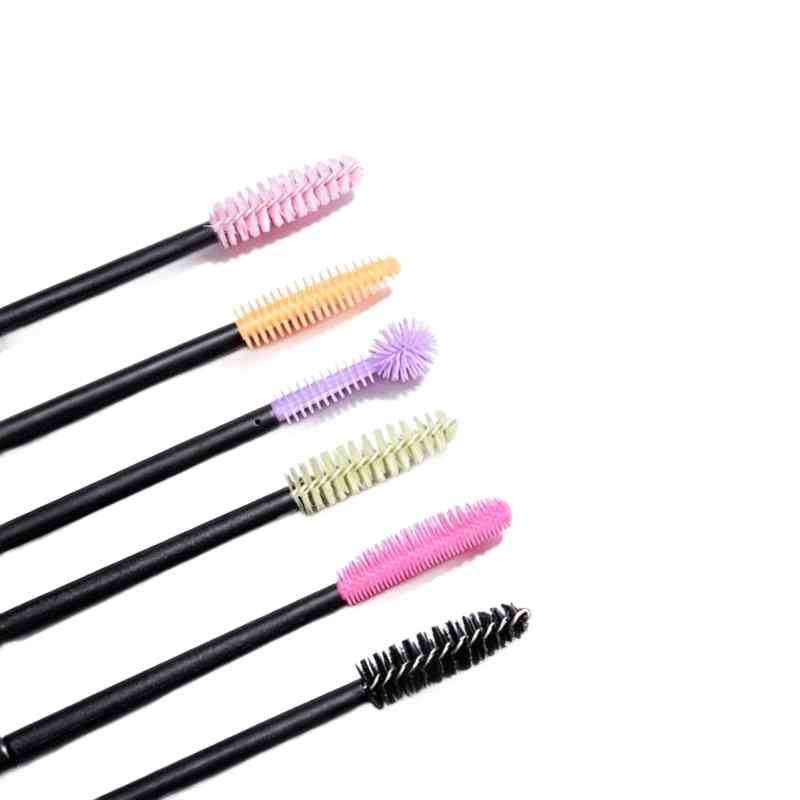 CLEAN WORLD Reusable Silicone Disposable Mascara Wands, Flexible Eyelash Extension Brushes, Multi‑Color Soft Silicon Lash Spoolies for Salon & Personal Eye Makeup Use