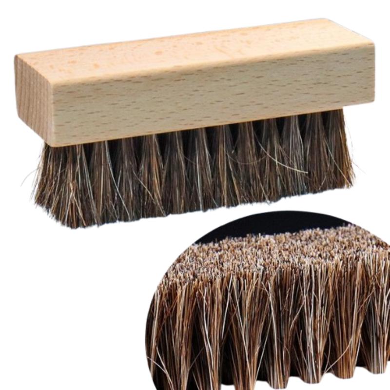 CLEAN WORLD Wood Handle Shoe Cleaning Brush Set - Custom Horsehair, Pig Hair & PP Bristles for Leather, Suede & Sneaker Care