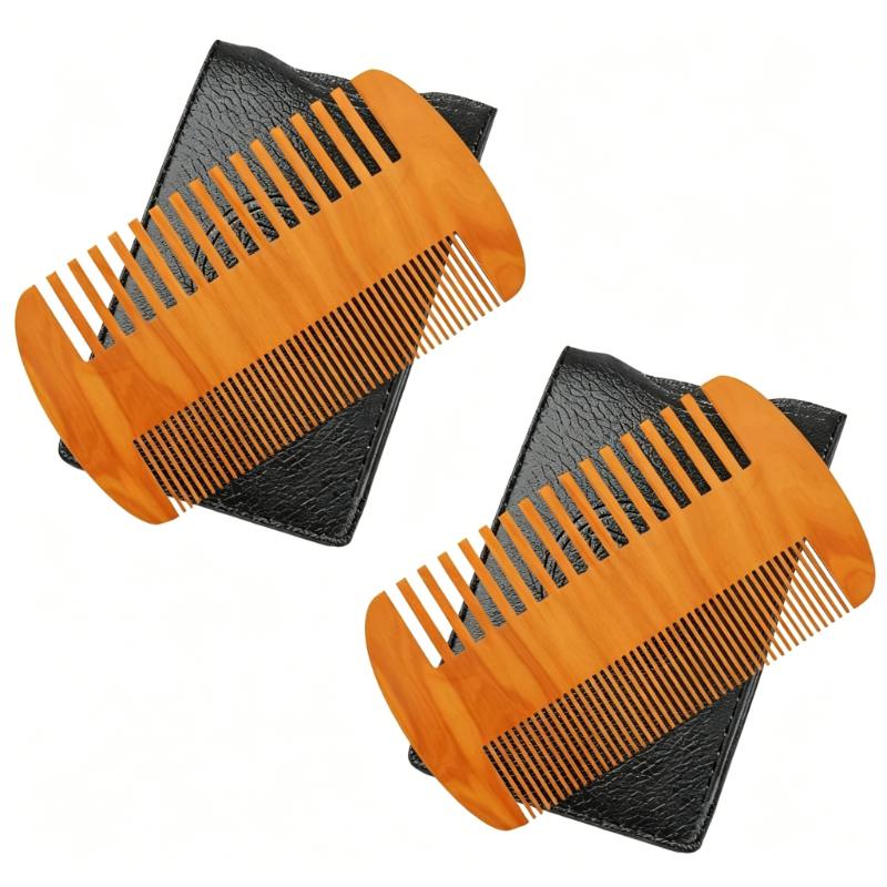 CLEAN WORLD Beard Comb & Brush Set for Men - Natural Boar Bristle Brush, Dual Action Pear Wood Comb with Velvet Travel Pouch, Grooming Kit for Beards & Mustaches