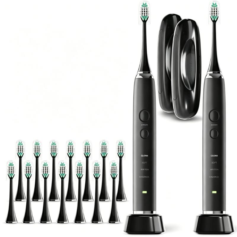 CLEAN WORLD Black Series Ultra-Whitening Sonic Electric Toothbrush – 40,000 VPM Deep Clean with 4 Custom Modes