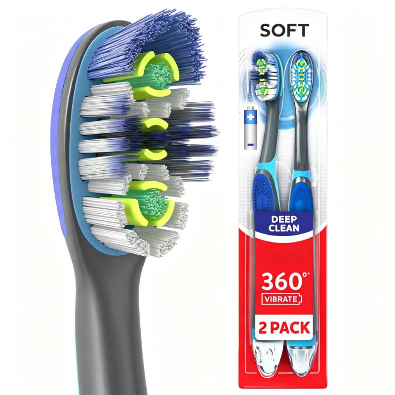 CLEAN WORLD Advanced Sonic Vibrating Toothbrush – Full Mouth Deep Clean with 360° Charcoal Bristles
