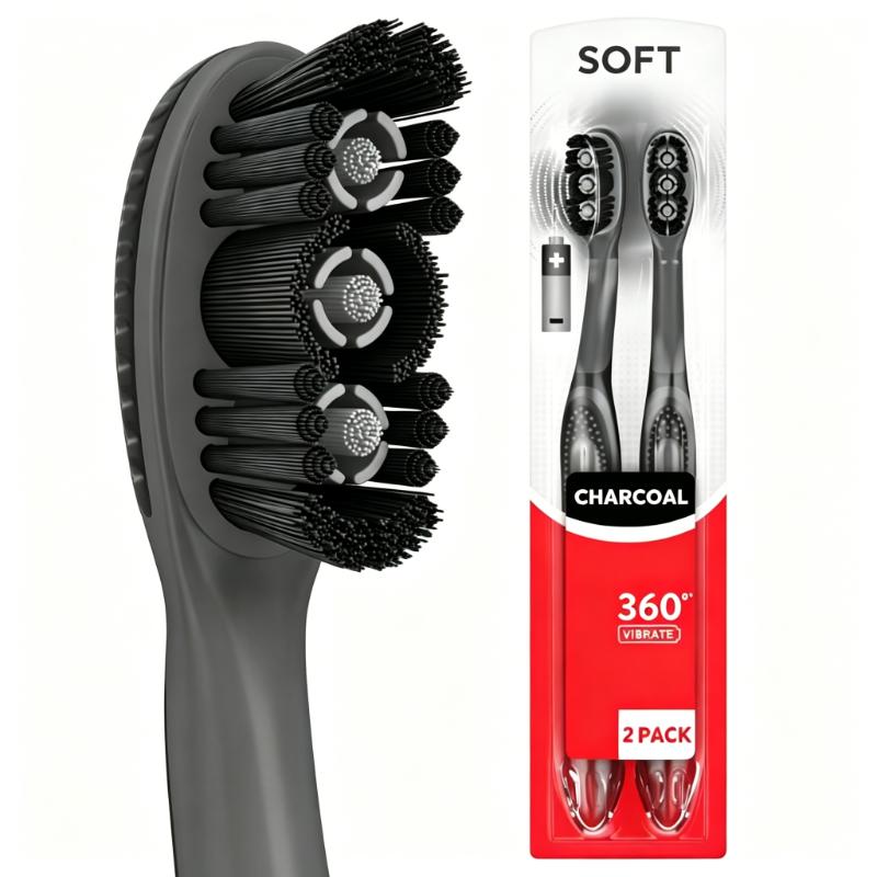 CLEAN WORLD Advanced Sonic Vibrating Toothbrush – Full Mouth Deep Clean with 360° Charcoal Bristles