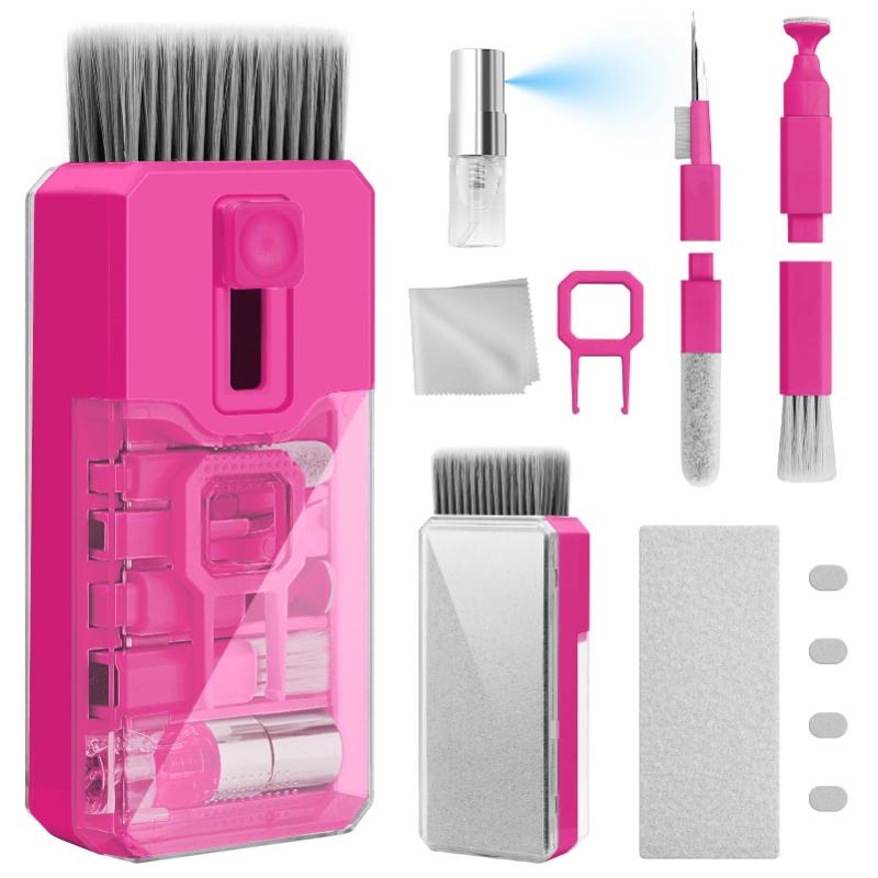 CLEAN WORLD Multi-Purpose Electronic Device Cleaning Kit, All-in-1 Keyboard & Screen Cleaner Brush Set, Portable Tool for Laptop, Phone, Earbuds, Camera and More