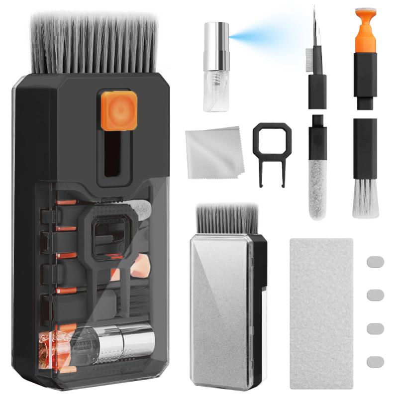 CLEAN WORLD Multi-Purpose Electronic Device Cleaning Kit, All-in-1 Keyboard & Screen Cleaner Brush Set, Portable Tool for Laptop, Phone, Earbuds, Camera and More
