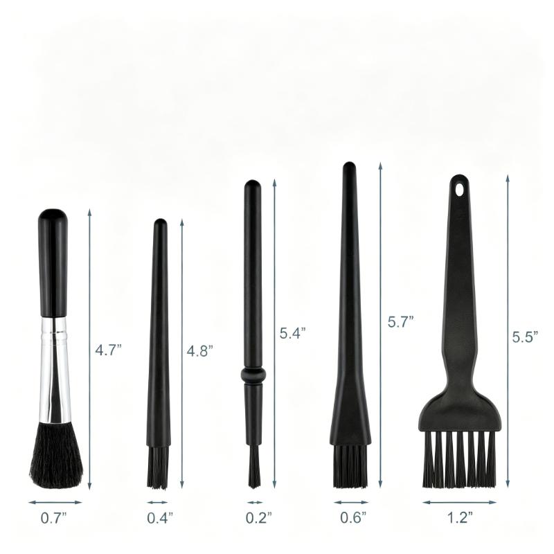 CLEAN WORLD Multi-Size Anti-Static Electronic Cleaning Brushes, 5-in-1 Nylon Dust Removal Tool for Keyboard, Camera Lens, Motherboard and Small Crevices