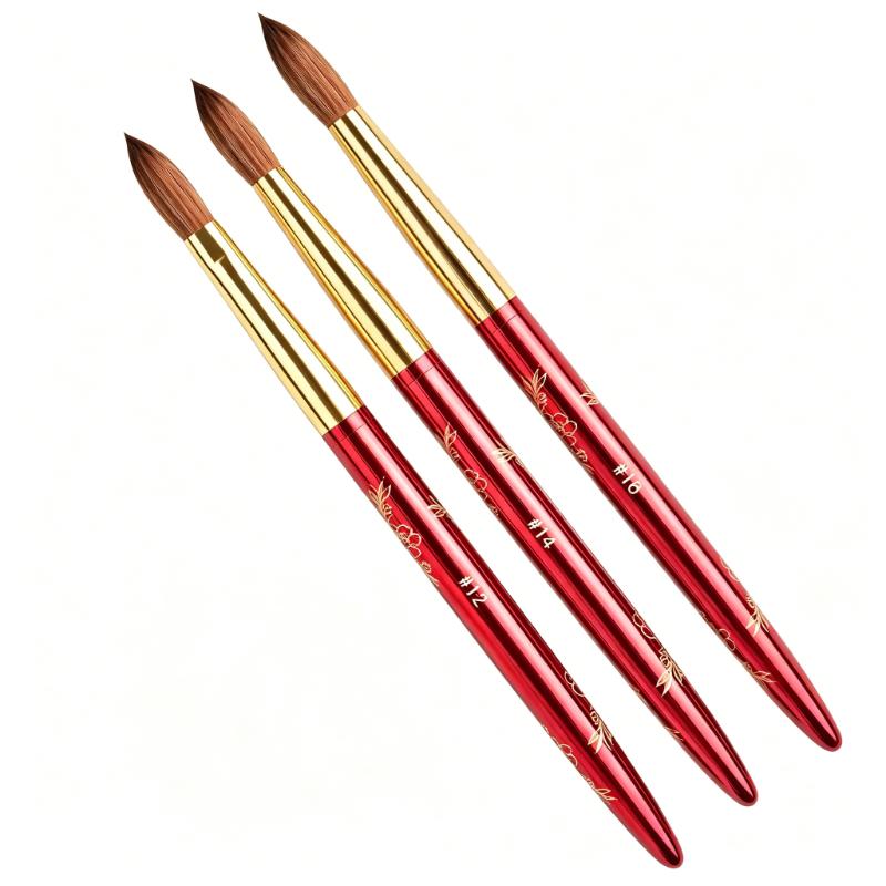 CLEAN WORLD New Custom 100% Kolinsky Acrylic Nail Brush | Snake Pattern Red Metal Handle Professional Nail Art Brush for Acrylic Powder & Extension