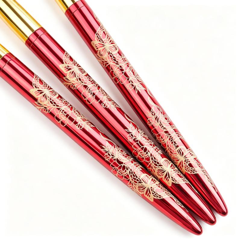 CLEAN WORLD New Custom 100% Kolinsky Acrylic Nail Brush | Snake Pattern Red Metal Handle Professional Nail Art Brush for Acrylic Powder & Extension