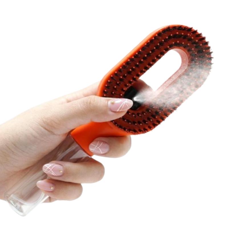 CLEAN WORLD ustomizable 2-in-1 Spray Hair Brush, Anti-Static Boar Bristle Nylon Detangler with Built-in Water Tank, Gentle Scalp Massage & Hydration Comb