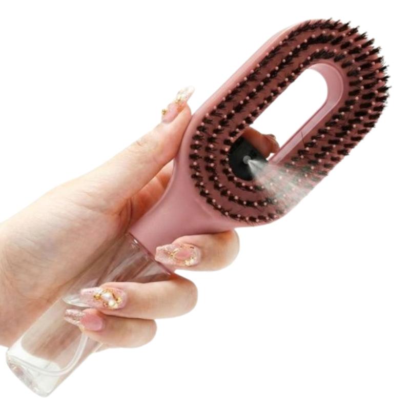 CLEAN WORLD ustomizable 2-in-1 Spray Hair Brush, Anti-Static Boar Bristle Nylon Detangler with Built-in Water Tank, Gentle Scalp Massage & Hydration Comb
