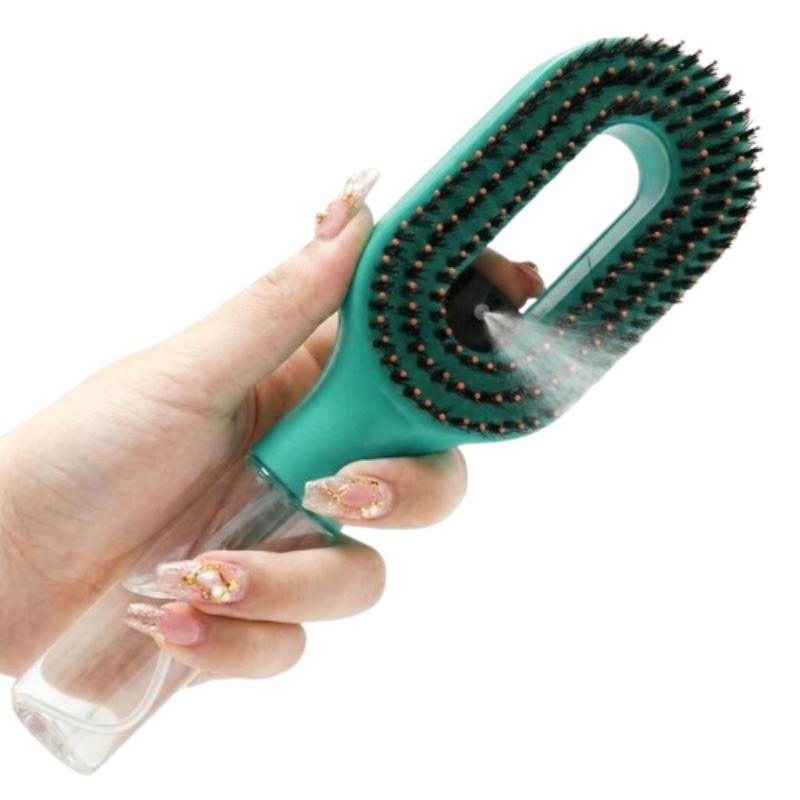 CLEAN WORLD ustomizable 2-in-1 Spray Hair Brush, Anti-Static Boar Bristle Nylon Detangler with Built-in Water Tank, Gentle Scalp Massage & Hydration Comb