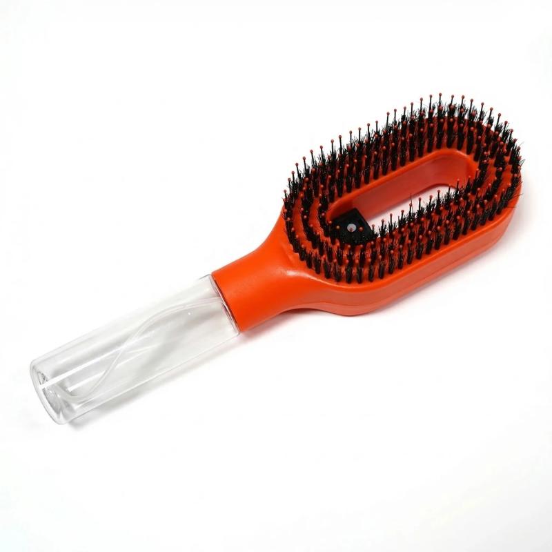 CLEAN WORLD ustomizable 2-in-1 Spray Hair Brush, Anti-Static Boar Bristle Nylon Detangler with Built-in Water Tank, Gentle Scalp Massage & Hydration Comb