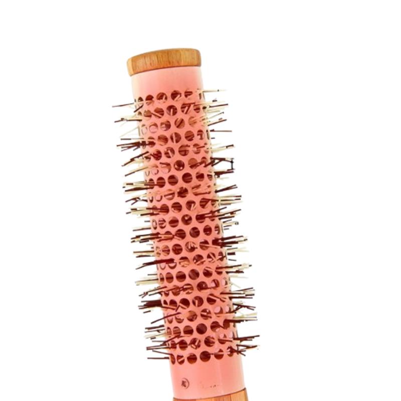 CLEAN WORLD co-friendly Bamboo Wooden Round Hair Brush, Honeycomb Hollow Thermal Barrel Nylon Bristle Roller Brush for Curling Blow Dry Hair, 7 Optional Sizes OEM Available
