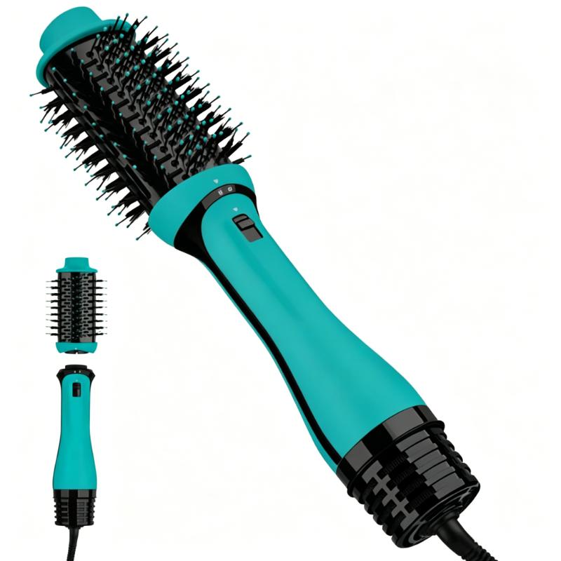 CLEAN WORLD 3-in-1 Interchangeable One Step Hair Dryer Brush, Ceramic Coating Hot Air Volumizer Styler, Detachable Barrel Blowout Brush for Straightening Curling All Hair Types