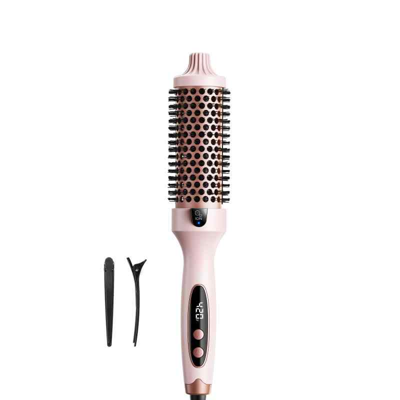 CLEAN WORLD OEM Custom Ionic Ceramic Thermal Round Hair Curling Brush, 5 Levels Temp Control LED Display Anti-Frizz Volumizer Styling Hot Brush