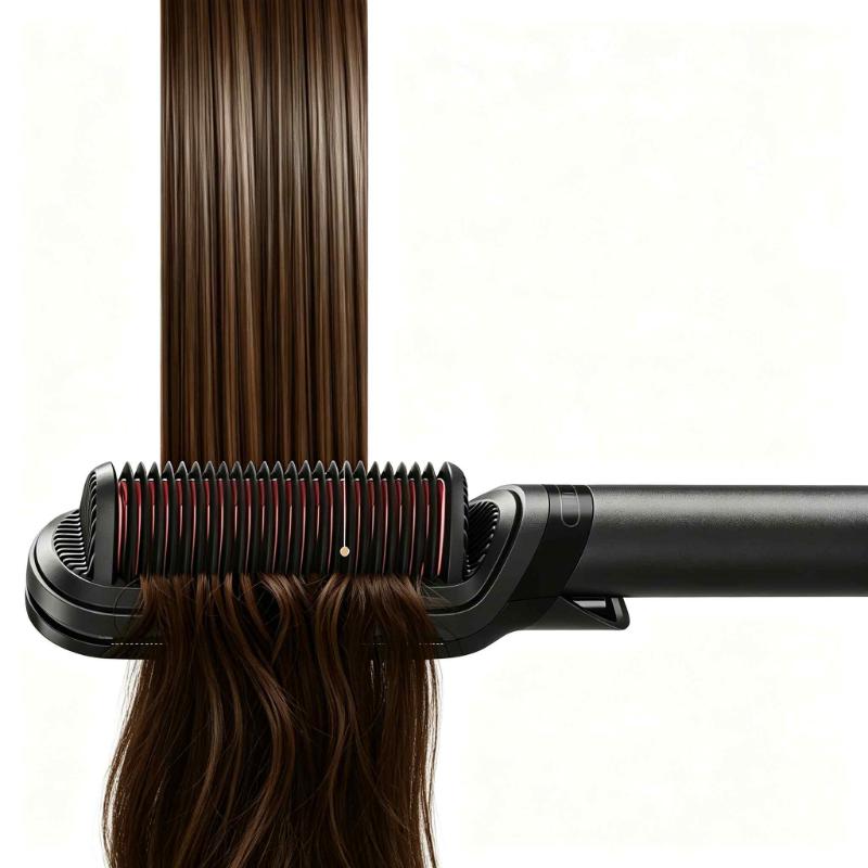 CLEAN WORLD One Pass Dual-Side Clamp Hair Straightener Brush | Ceramic Anti-Pull Thermal Straightening Comb