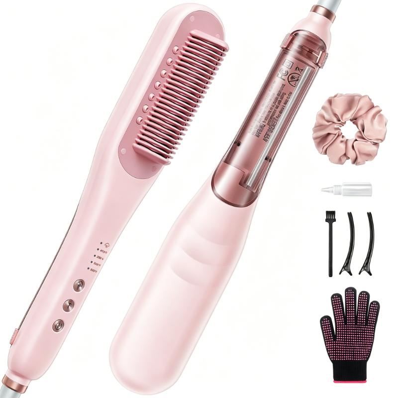 CLEAN WORLD Steamline Pro Steam Straightener Brush | Anti-Scald 3D Bristle Ionic Hot Straightening Comb