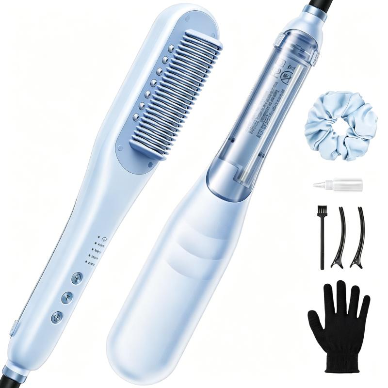 CLEAN WORLD Steamline Pro Steam Straightener Brush | Anti-Scald 3D Bristle Ionic Hot Straightening Comb