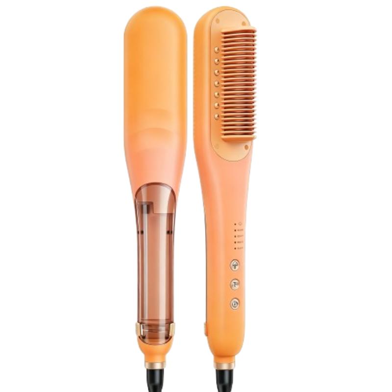 CLEAN WORLD Steamline Pro Steam Straightener Brush | Anti-Scald 3D Bristle Ionic Hot Straightening Comb