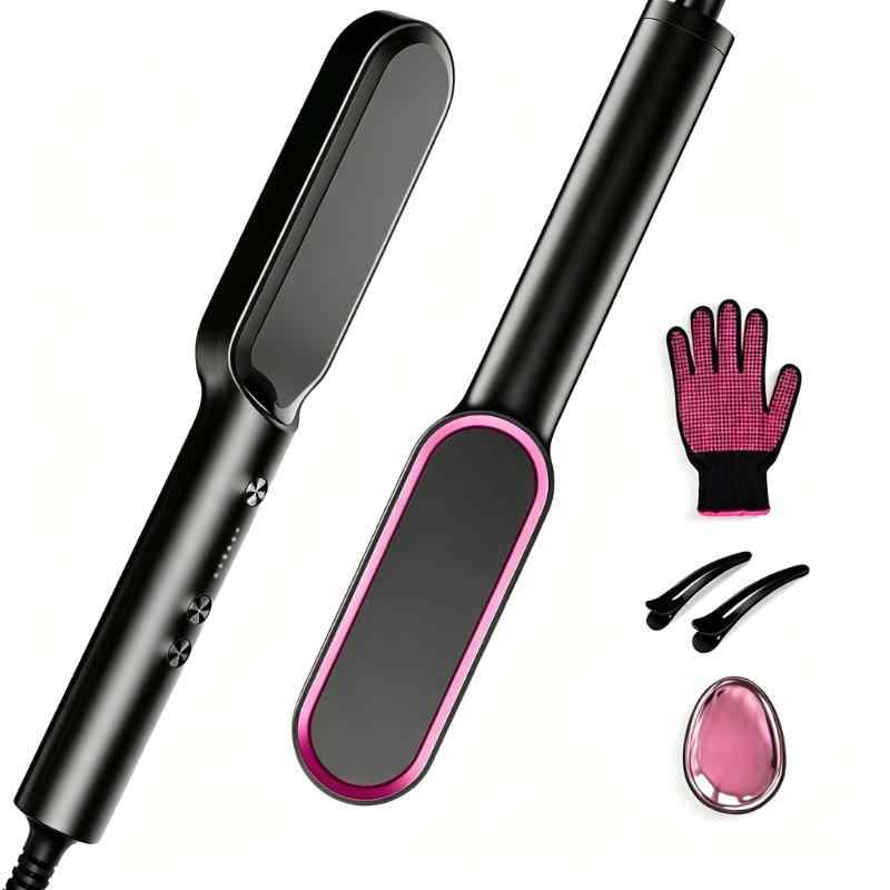 CLEAN WORLD Upgraded Ionic Straightening Brush | Dual Size Mini & Plus Heat Hair Straightener Comb with Smart T-Sensor Technology
