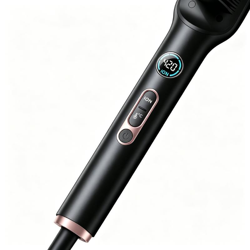 CLEAN WORLD Upgraded Ionic Straightener Brush, Anti-Scald Heat Straightener Comb for Curly & Thick Hair