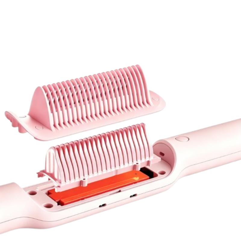CLEAN WORLD Upgraded Ionic Straightener Brush, Anti-Scald Heat Straightener Comb for Curly & Thick Hair
