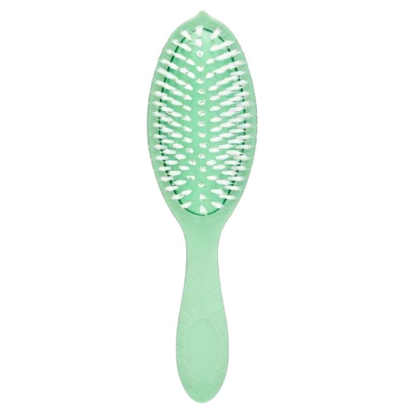 CLEAN WORLD Green Eco Leaf Shape Boar Bristle Styling Brush | Plant Plastic Anti-Frizz Dry Hair Detangler Comb