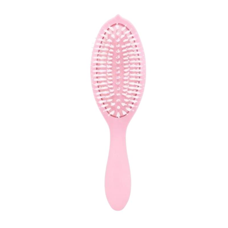 CLEAN WORLD Green Eco Leaf Shape Boar Bristle Styling Brush | Plant Plastic Anti-Frizz Dry Hair Detangler Comb