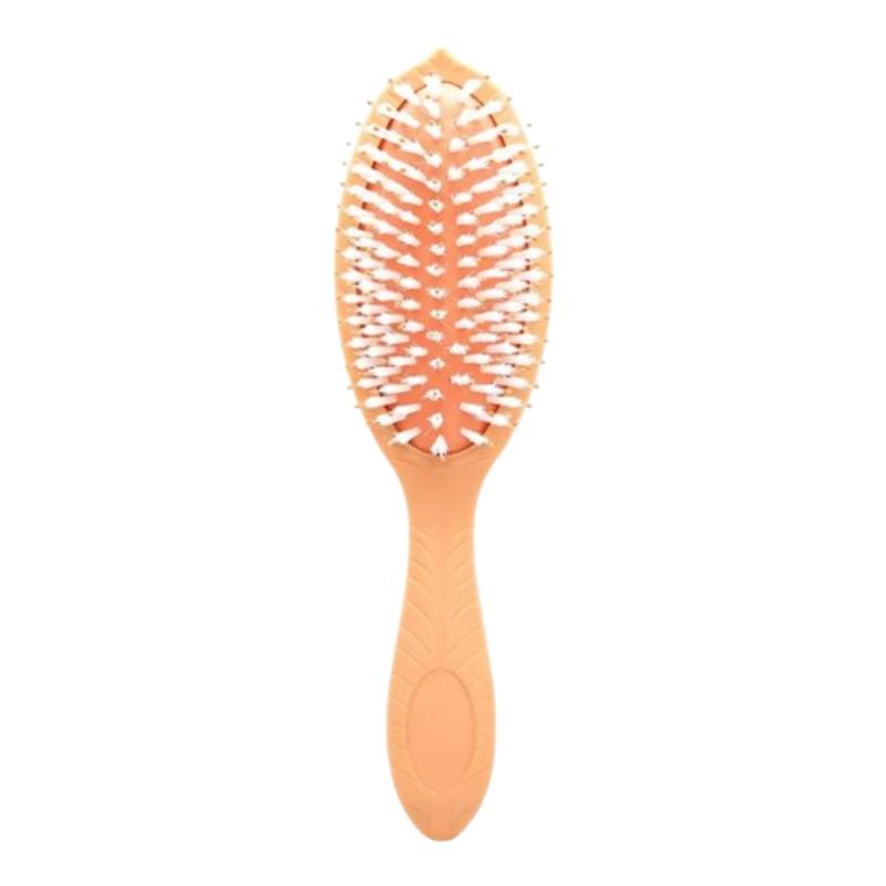 CLEAN WORLD Green Eco Leaf Shape Boar Bristle Styling Brush | Plant Plastic Anti-Frizz Dry Hair Detangler Comb
