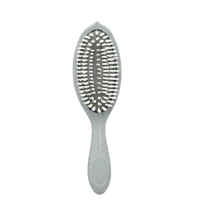 CLEAN WORLD Green Eco Leaf Shape Boar Bristle Styling Brush | Plant Plastic Anti-Frizz Dry Hair Detangler Comb