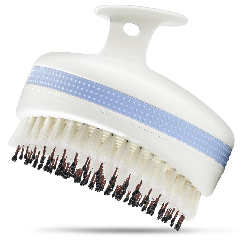 CLEAN WORLD Curved Non Slip Handle Scalp Massager Shampoo Brush, Ball-Tipped Nylon Bristle Hair Scrub Comb for Wet & Dry Hair, Deep Clean Scalp Remove Dandruff Boost Blood Circulation for All Hair Types