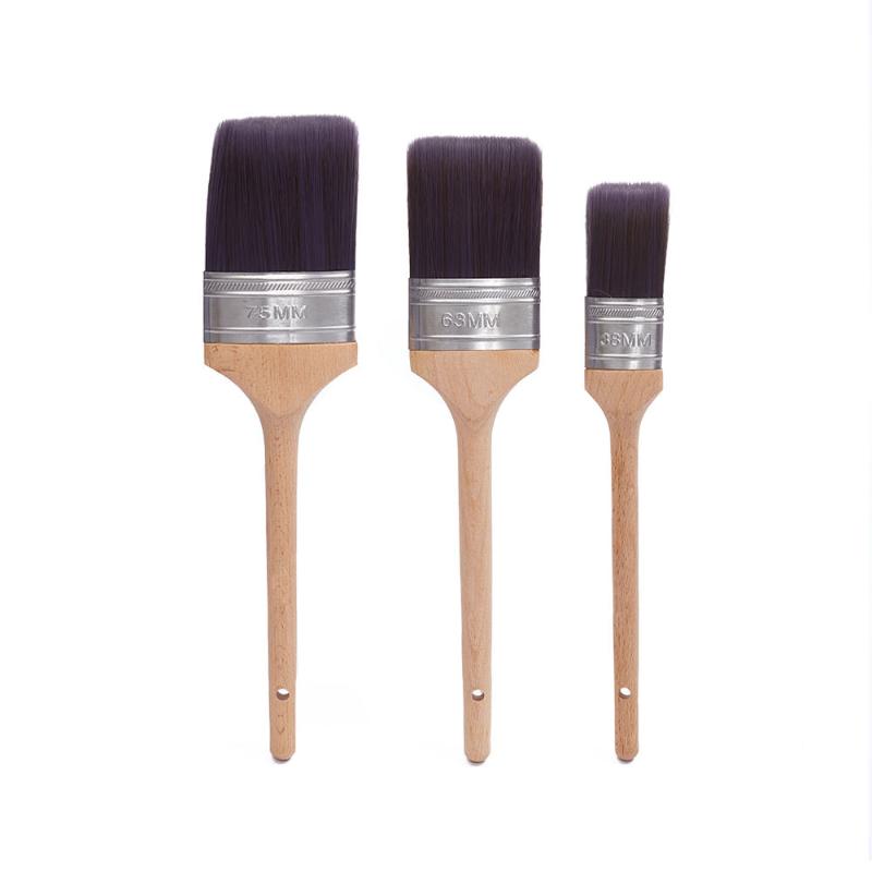 CLEAN WORLD High Quality Tapered Synthetic Paint Brushes with Natural Beech Wood Handle, Multipurpose Varnish & Stain Brush for DIY & Industrial Use
