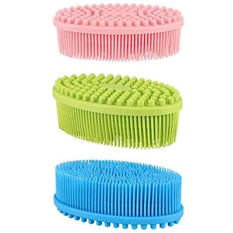 CLEAN WORLD Eco Flexible Silicone Hand Scrub Brush | Dual-Sided Bristle Hand Cleaner for Grease & Nail Dirt Removal