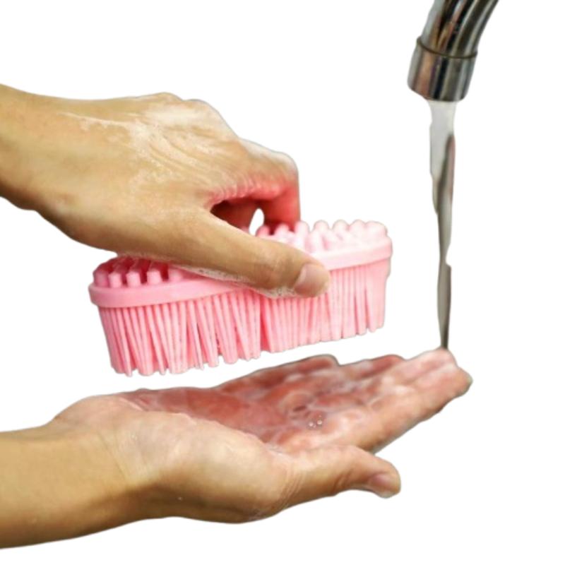 CLEAN WORLD Eco Flexible Silicone Hand Scrub Brush | Dual-Sided Bristle Hand Cleaner for Grease & Nail Dirt Removal