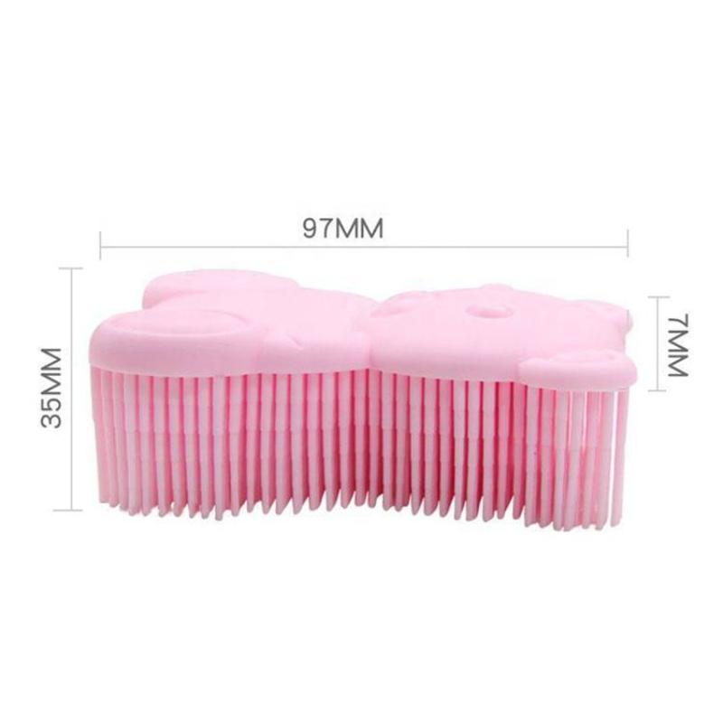 CLEAN WORLD Cute Bear Silicone Hand Scrub Brush | Soft Flexible Exfoliating Hand Wash Cleaner for Home & Kids Use