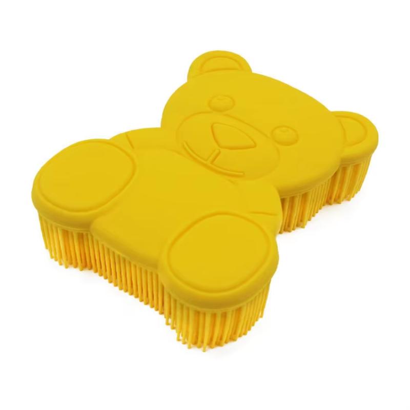 CLEAN WORLD Cute Bear Silicone Hand Scrub Brush | Soft Flexible Exfoliating Hand Wash Cleaner for Home & Kids Use