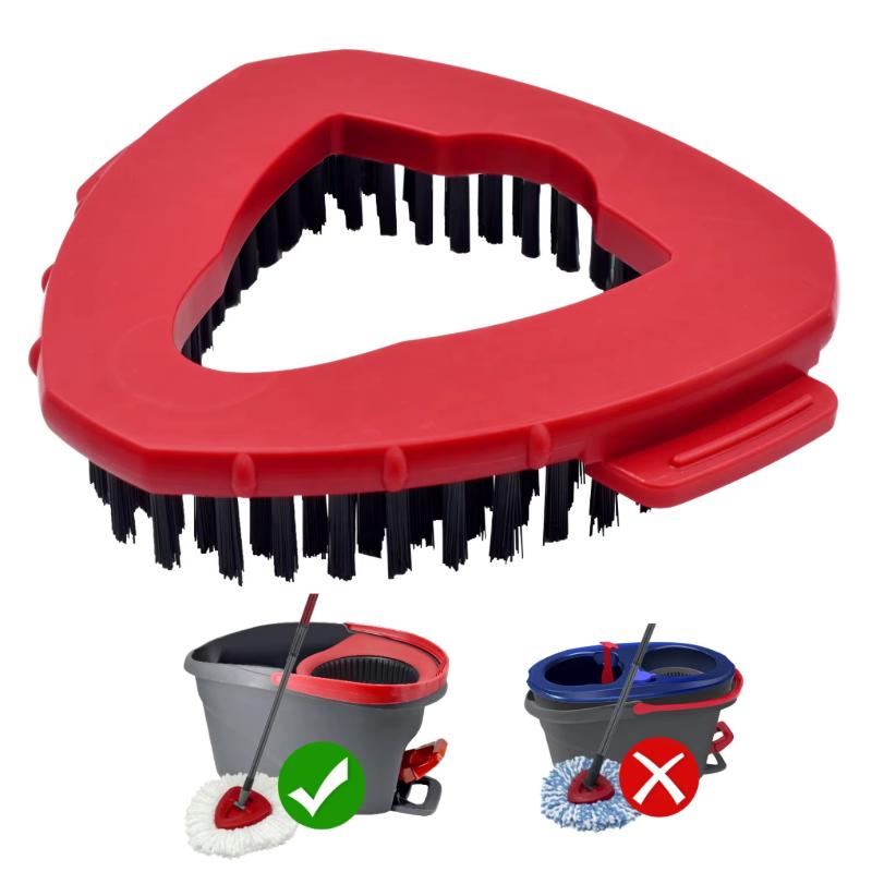 CLEAN WORLD Hard Bristle Spin Mop Scrub Brush Head | 180° Swivel Triangle Floor Scrubber Replacement Head Fit for EasyWring Single Tank Spin Mop
