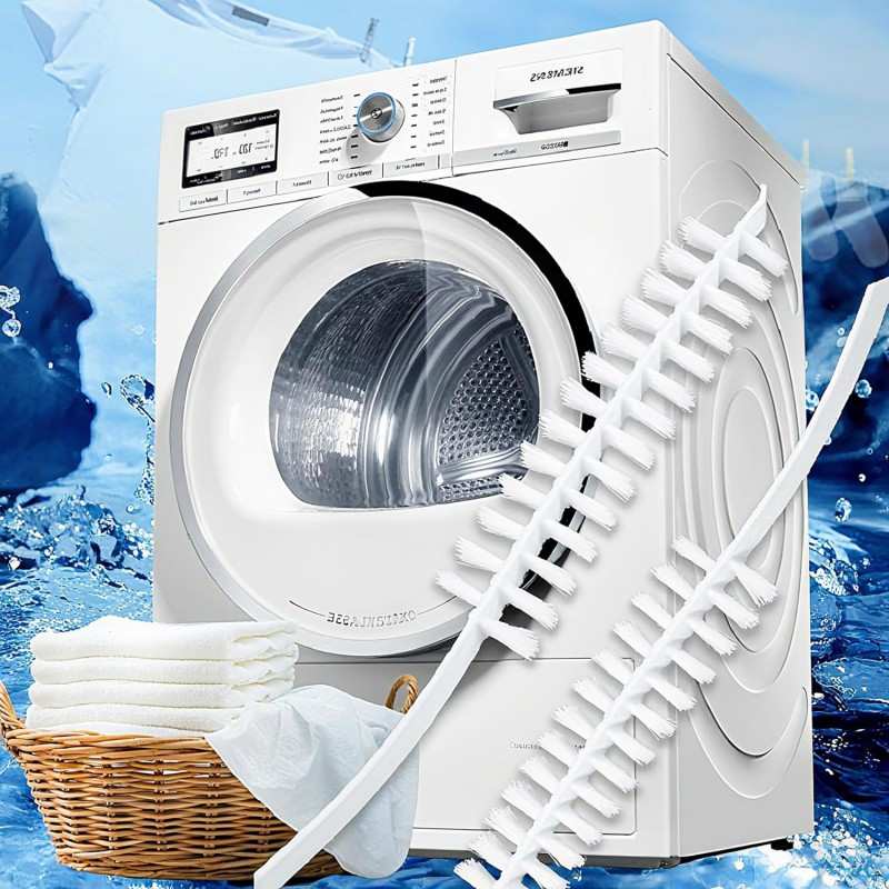 CLEAN WORLD Washing machine brush, Washing Machine Cleaner Brush Set - 8 Pack, Dryer Vent Cleaning Brush, Crevice Cleaning Brush for Bathroom, Shower, Kitchen and Household Appliances