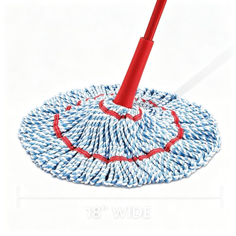CLEAN WORLD Microfiber Twist Mop | Features Hands-Free Wringing | Extra Large 18-Inch Mop Head | Safe on All Floor Types