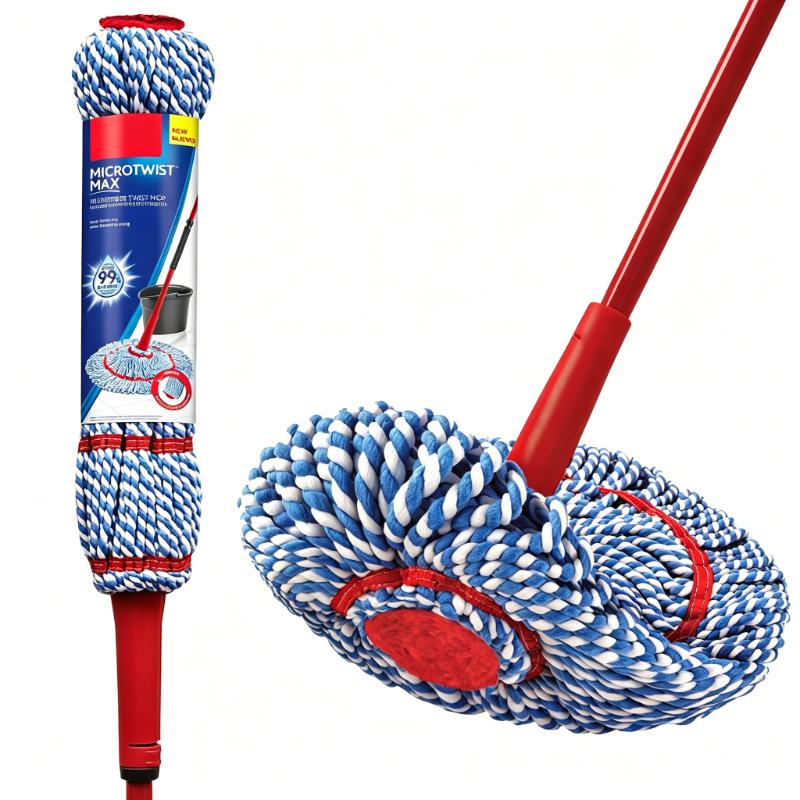 CLEAN WORLD Microfiber Twist Mop | Features Hands-Free Wringing | Extra Large 18-Inch Mop Head | Safe on All Floor Types