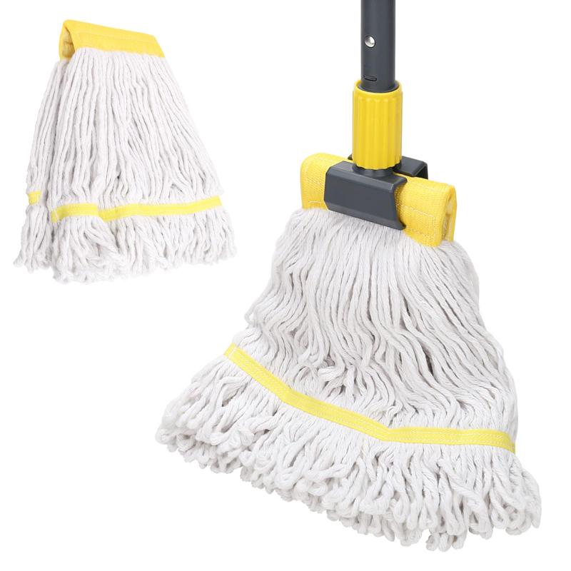 Clean World Long Handle Looped-End String Wet Cotton Mops for Floor Cleaning,Home,Kitchen,Office,Garage and Concrete/Tile Floor