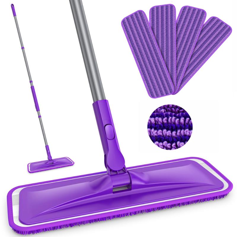 CLEAN WORLD Premium Microfiber Floor Mop - 360° Swivel Flat Mop for Hardwood, Laminate, Tile & Vinyl Floors, Ideal for Home, Kitchen & Bathroom Cleaning