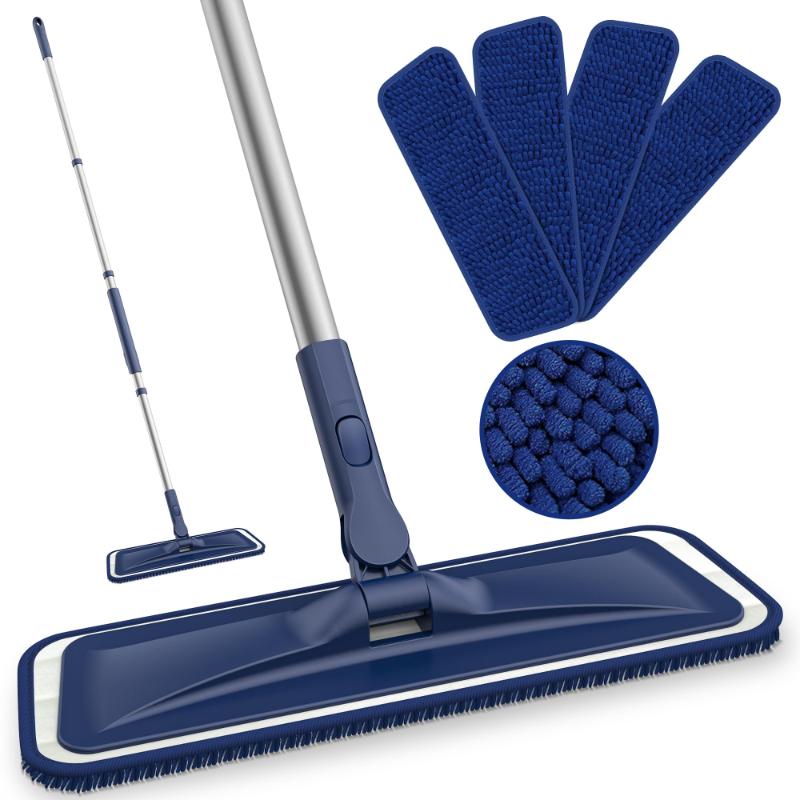 CLEAN WORLD Premium Microfiber Floor Mop - 360° Swivel Flat Mop for Hardwood, Laminate, Tile & Vinyl Floors, Ideal for Home, Kitchen & Bathroom Cleaning