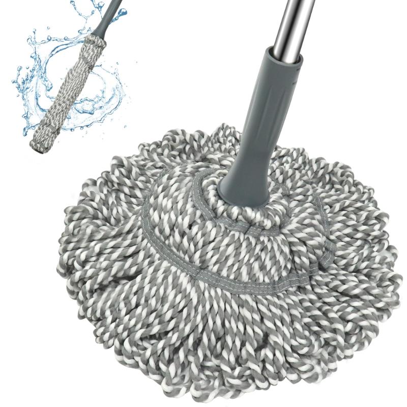 CLEAN WORLD Premium Self-Wringing Twist Mop - with Built-in Scrub Pad for Stubborn Stains, Spin Dehydration & Hangable Storage, Ideal for Hardwood, Tile & Laminate Floors