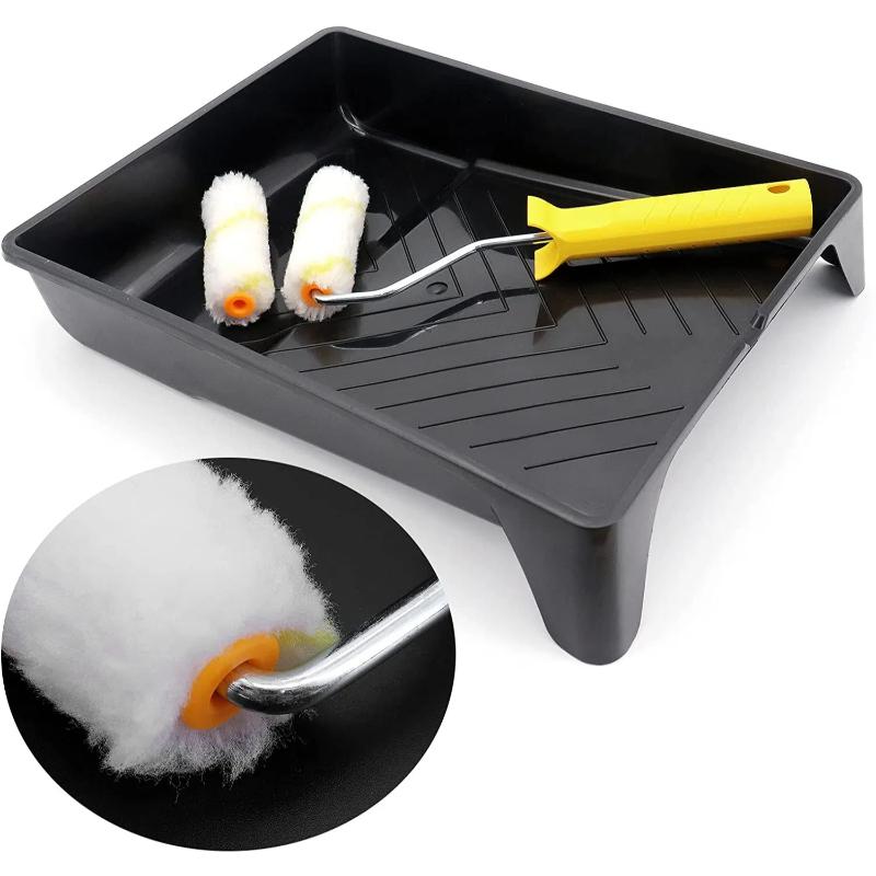 CLEAN WORLD Complete Paint Roller Kit - All-in-One DIY Painting Tool Set with Rollers, Brushes, Tray, Scraper & Protective Gloves, Ideal for Home Renovation & Wall Decoration